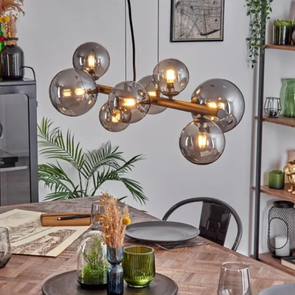 hofstein Chehalis Boule lumineuse, Suspension Fumé, 8 lumières* Lampes Modernes