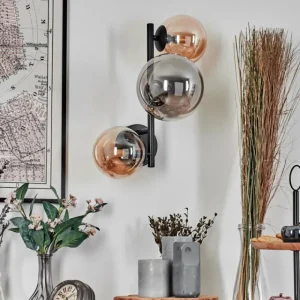 hofstein Chehalis Boule lumineuse, Applique murale Ambre, Fumé, 3 lumières* Lampes Modernes