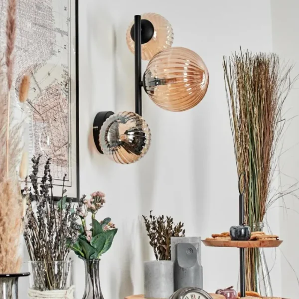 hofstein Chehalis Boule lumineuse, Applique murale Ambre, 3 lumières* Lampes Modernes