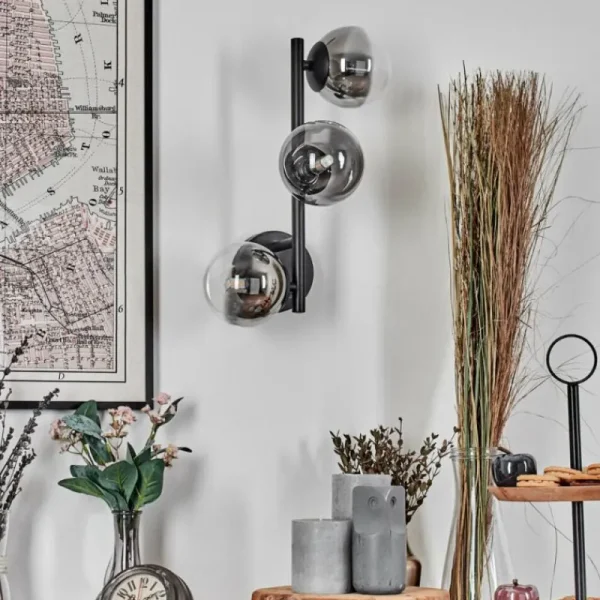 hofstein Chehalis Boule lumineuse, Applique murale 23 cm Chrome, Clair, Fumé, 3 lumières* Lampes Modernes