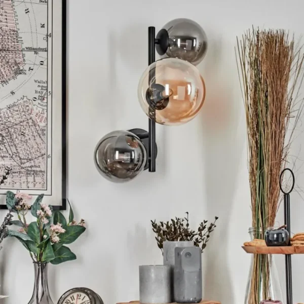 hofstein Chehalis Boule lumineuse, Applique murale Ambre, Fumé, 3 lumières* Lampes Modernes