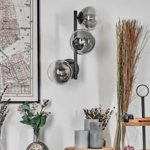 hofstein Chehalis Boule lumineuse, Applique murale 28 cm Chrome, Clair, Fumé, 3 lumières* Lampes Modernes