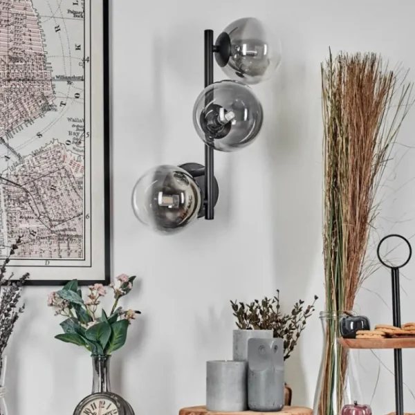 hofstein Chehalis Boule lumineuse, Applique murale 28 cm Chrome, Clair, Fumé, 3 lumières* Lampes Modernes