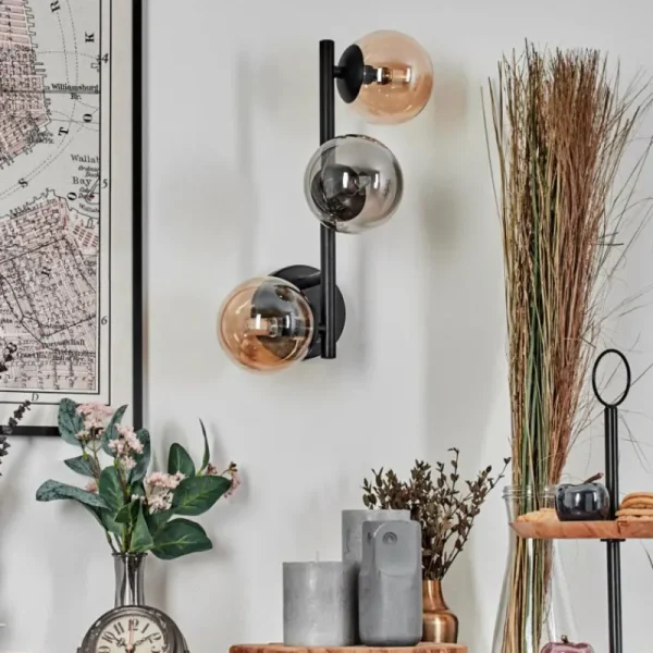 hofstein Chehalis Boule lumineuse, Applique murale Ambre, Fumé, 3 lumières* Lampes Modernes