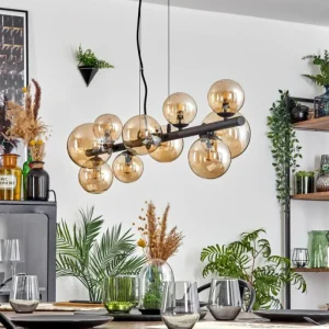 hofstein Chehalis Boule lumineuse, Suspension Ambre, 10 lumières* Lampes En Verre