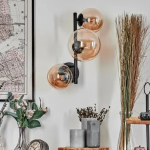 hofstein Chehalis Boule lumineuse, Applique murale Ambre, 3 lumières* Lampes En Verre