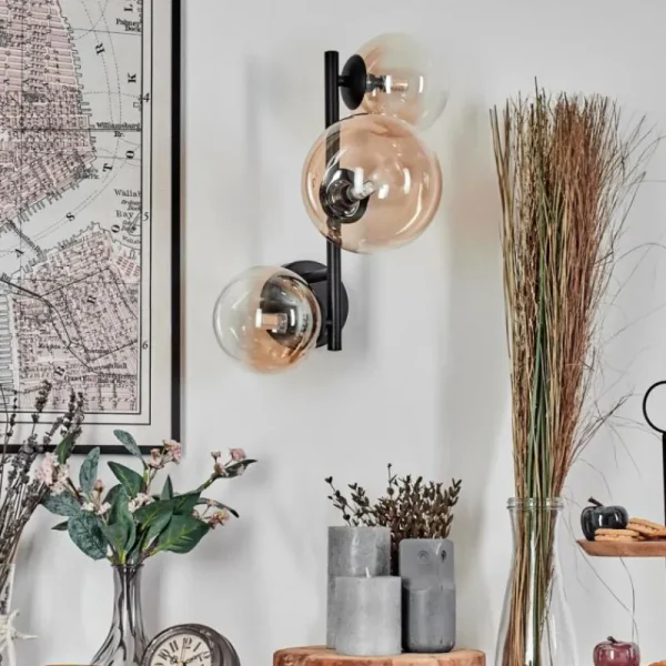 hofstein Chehalis Boule lumineuse, Applique murale 23 cm Ambre, Clair, 3 lumières* Lampes En Verre