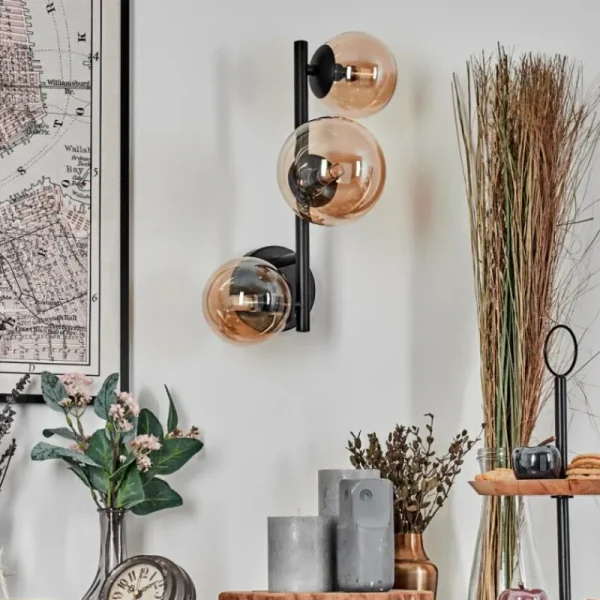 hofstein Chehalis Boule lumineuse, Applique murale Ambre, 3 lumières* Lampes En Verre