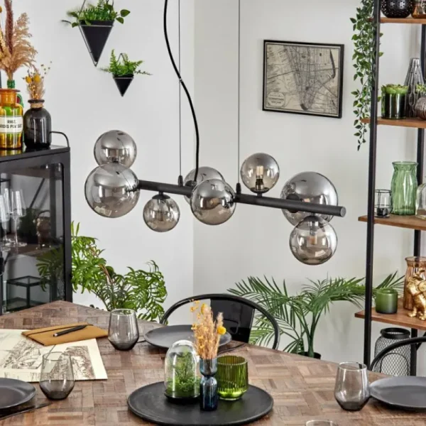 hofstein Chehalis Boule lumineuse, Suspension Fumé, 8 lumières* Lampes Modernes