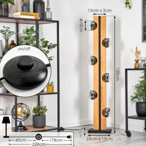 hofstein Chehalis Boule lumineuse, Lampadaire Écru, Noir, 6 lumières* Lampes Modernes