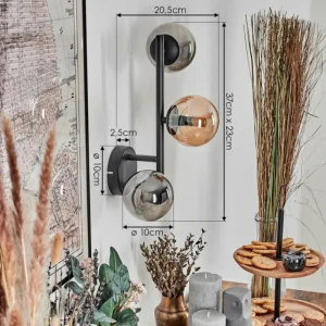 hofstein Chehalis Boule lumineuse, Applique murale 23 cm Ambre, Fumé, 3 lumières* Lampes Modernes