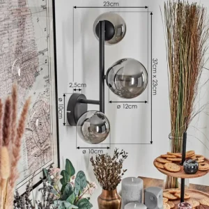 hofstein Chehalis Boule lumineuse, Applique murale 23 cm Fumé, 3 lumières* Lampes Modernes