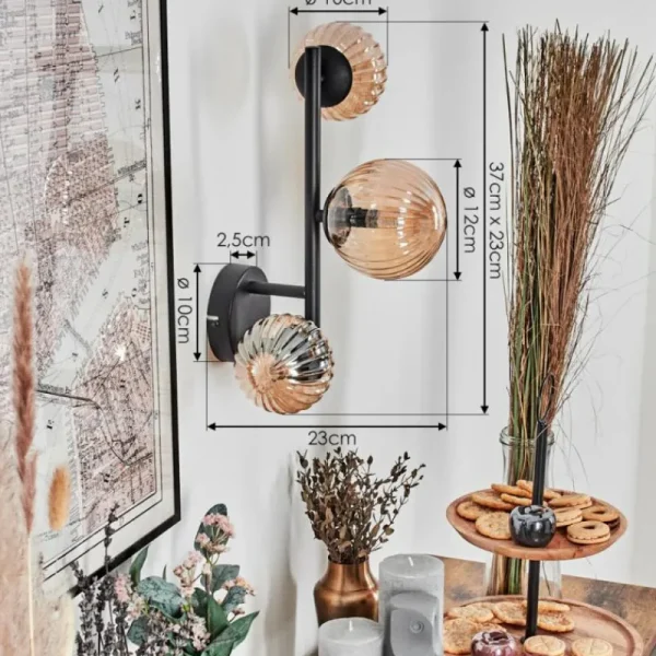 hofstein Chehalis Boule lumineuse, Applique murale Ambre, 3 lumières* Lampes Modernes