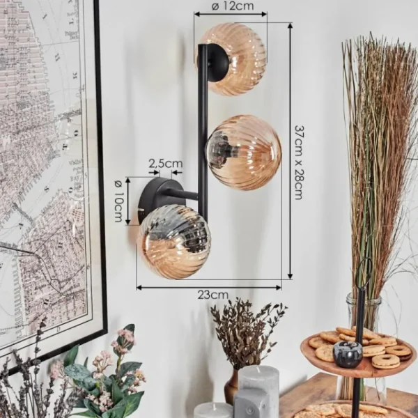 hofstein Chehalis Boule lumineuse, Applique murale Ambre, 3 lumières* Lampes Modernes