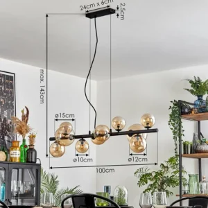 hofstein Chehalis Boule lumineuse, Suspension Ambre, 10 lumières* Lampes En Verre