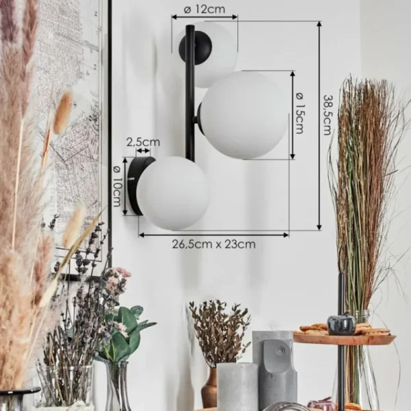 hofstein Chehalis Boule lumineuse, Applique murale Blanc, 3 lumières* Lampes En Verre