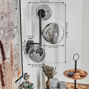 hofstein Chehalis Boule lumineuse, Applique murale 23 cm Chrome, Clair, Fumé, 3 lumières* Lampes Modernes