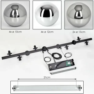 hofstein Chehalis Boule lumineuse, Suspension Chrome, Fumé, 10 lumières* Lampes Modernes