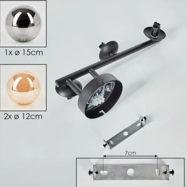 hofstein Chehalis Boule lumineuse, Applique murale Ambre, Fumé, 3 lumières* Lampes Modernes