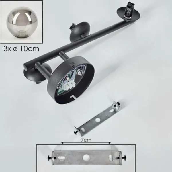 hofstein Chehalis Boule lumineuse Fumé, 3 lumières* Lampes Modernes