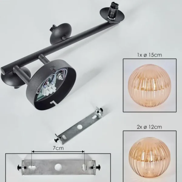 hofstein Chehalis Boule lumineuse, Applique murale Ambre, 3 lumières* Lampes Modernes