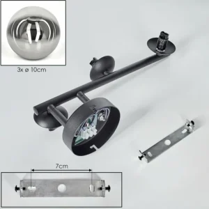 hofstein Chehalis Boule lumineuse, Applique murale 23 cm Chrome, Clair, Fumé, 3 lumières* Lampes Modernes
