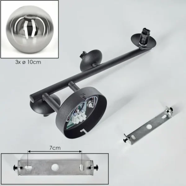 hofstein Chehalis Boule lumineuse, Applique murale 23 cm Chrome, Clair, Fumé, 3 lumières* Lampes Modernes