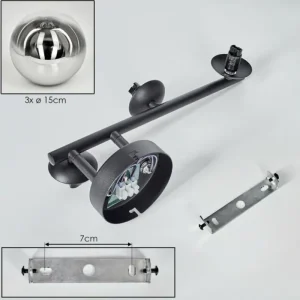 hofstein Chehalis Boule lumineuse, Applique murale 33 cm Chrome, Clair, Fumé, 3 lumières* Lampes Modernes