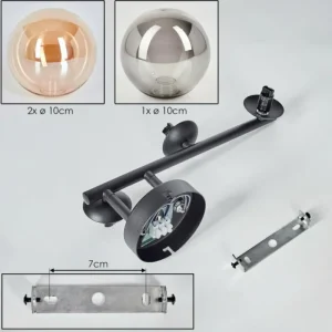 hofstein Chehalis Boule lumineuse, Applique murale Ambre, Fumé, 3 lumières* Lampes Modernes