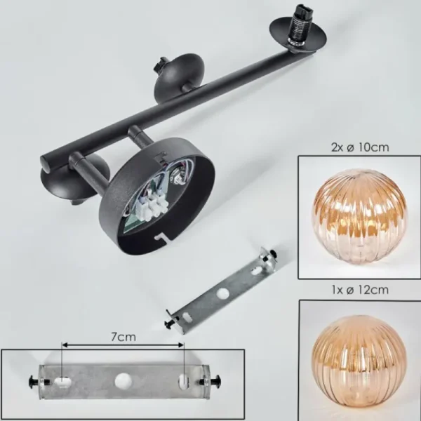 hofstein Chehalis Boule lumineuse, Applique murale Ambre, 3 lumières* Lampes Modernes