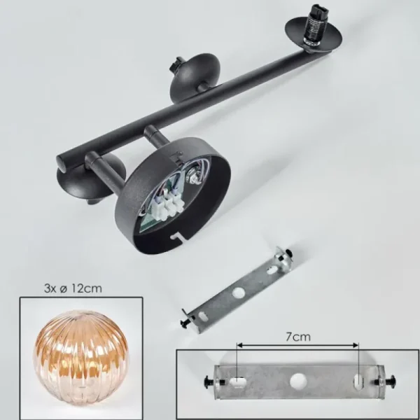 hofstein Chehalis Boule lumineuse, Applique murale Ambre, 3 lumières* Lampes Modernes