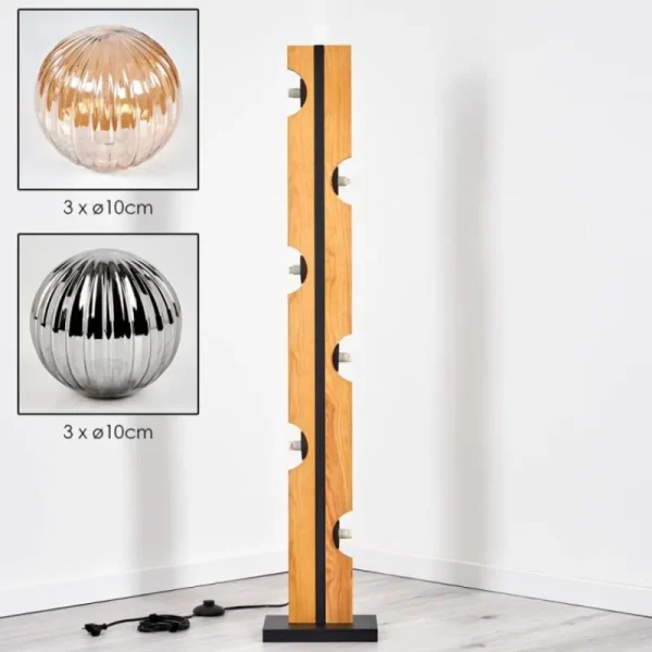 hofstein Chehalis Boule lumineuse, Lampadaire Écru, Noir, 6 lumières* Lampes Modernes