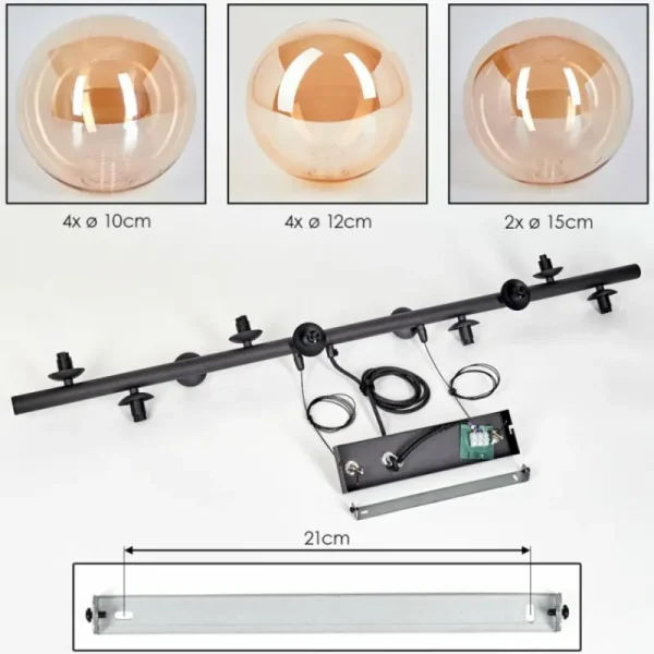 hofstein Chehalis Boule lumineuse, Suspension Ambre, 10 lumières* Lampes En Verre