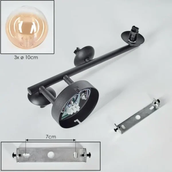 hofstein Chehalis Boule lumineuse, Applique murale Ambre, Clair, 3 lumières* Lampes En Verre