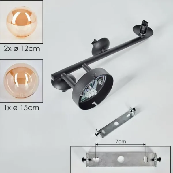 hofstein Chehalis Boule lumineuse, Applique murale Ambre, 3 lumières* Lampes En Verre