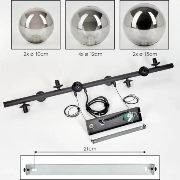 hofstein Chehalis Boule lumineuse, Suspension Fumé, 8 lumières* Lampes Modernes
