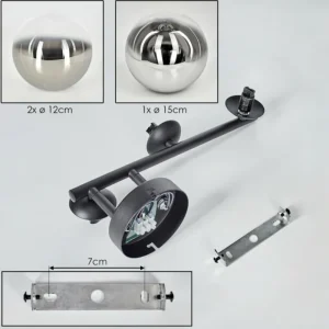 hofstein Chehalis Boule lumineuse, Applique murale 23 cm Chrome, Clair, Fumé, 3 lumières* Lampes Modernes