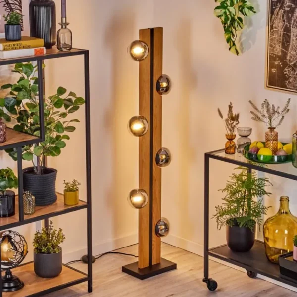 hofstein Chehalis Boule lumineuse, Lampadaire Écru, Noir, 6 lumières* Lampes Modernes