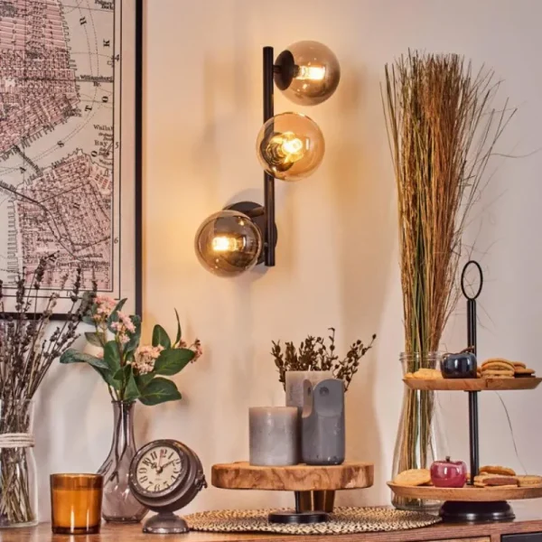hofstein Chehalis Boule lumineuse, Applique murale 23 cm Ambre, Fumé, 3 lumières* Lampes Modernes