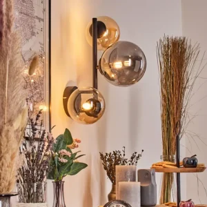 hofstein Chehalis Boule lumineuse, Applique murale Ambre, Fumé, 3 lumières* Lampes Modernes