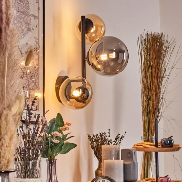 hofstein Chehalis Boule lumineuse, Applique murale Ambre, Fumé, 3 lumières* Lampes Modernes