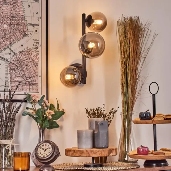hofstein Chehalis Boule lumineuse, Applique murale 23 cm Fumé, 3 lumières* Lampes Modernes