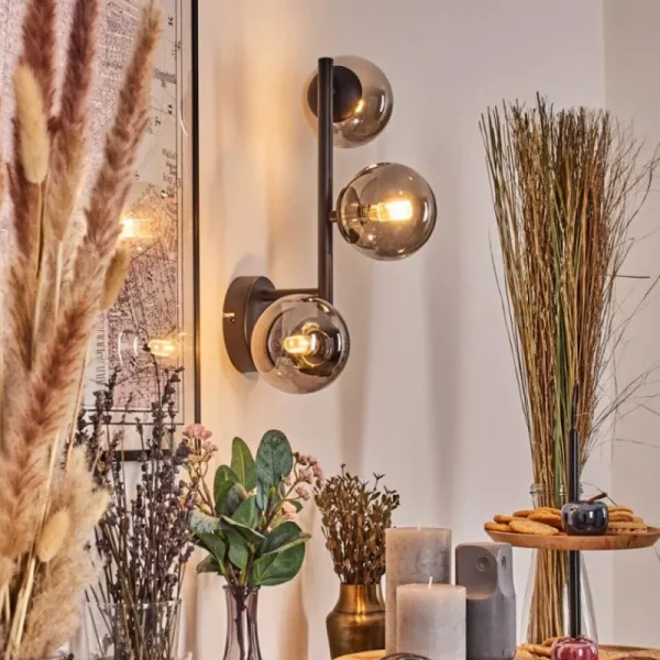 hofstein Chehalis Boule lumineuse Fumé, 3 lumières* Lampes Modernes