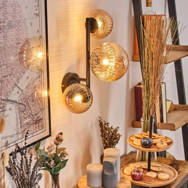 hofstein Chehalis Boule lumineuse, Applique murale Ambre, 3 lumières* Lampes Modernes