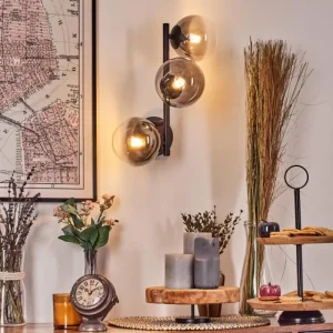 hofstein Chehalis Boule lumineuse, Applique murale 28 cm Chrome, Clair, Fumé, 3 lumières* Lampes Modernes
