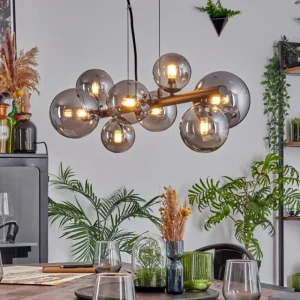 hofstein Chehalis Boule lumineuse, Suspension Fumé, 8 lumières* Lampes Modernes