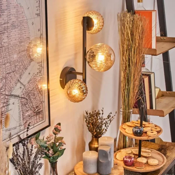 hofstein Chehalis Boule lumineuse, Applique murale Ambre, 3 lumières* Lampes Modernes