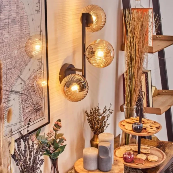 hofstein Chehalis Boule lumineuse, Applique murale Ambre, 3 lumières* Lampes Modernes