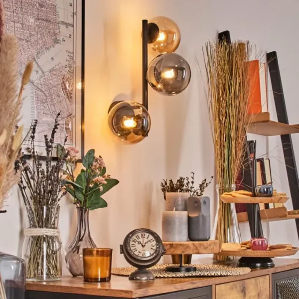 hofstein Chehalis Boule lumineuse Ambre, 3 lumières* Lampes En Verre