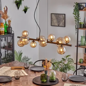 hofstein Chehalis Boule lumineuse, Suspension Ambre, 10 lumières* Lampes En Verre